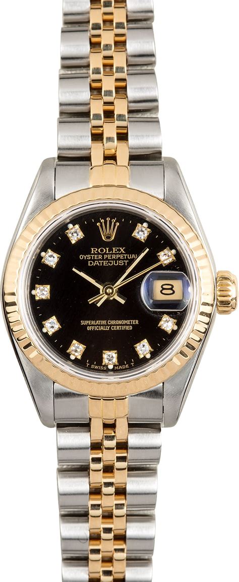 rolex 69173 black diamond dial bezel|rolex ladies datejust 69173 price.